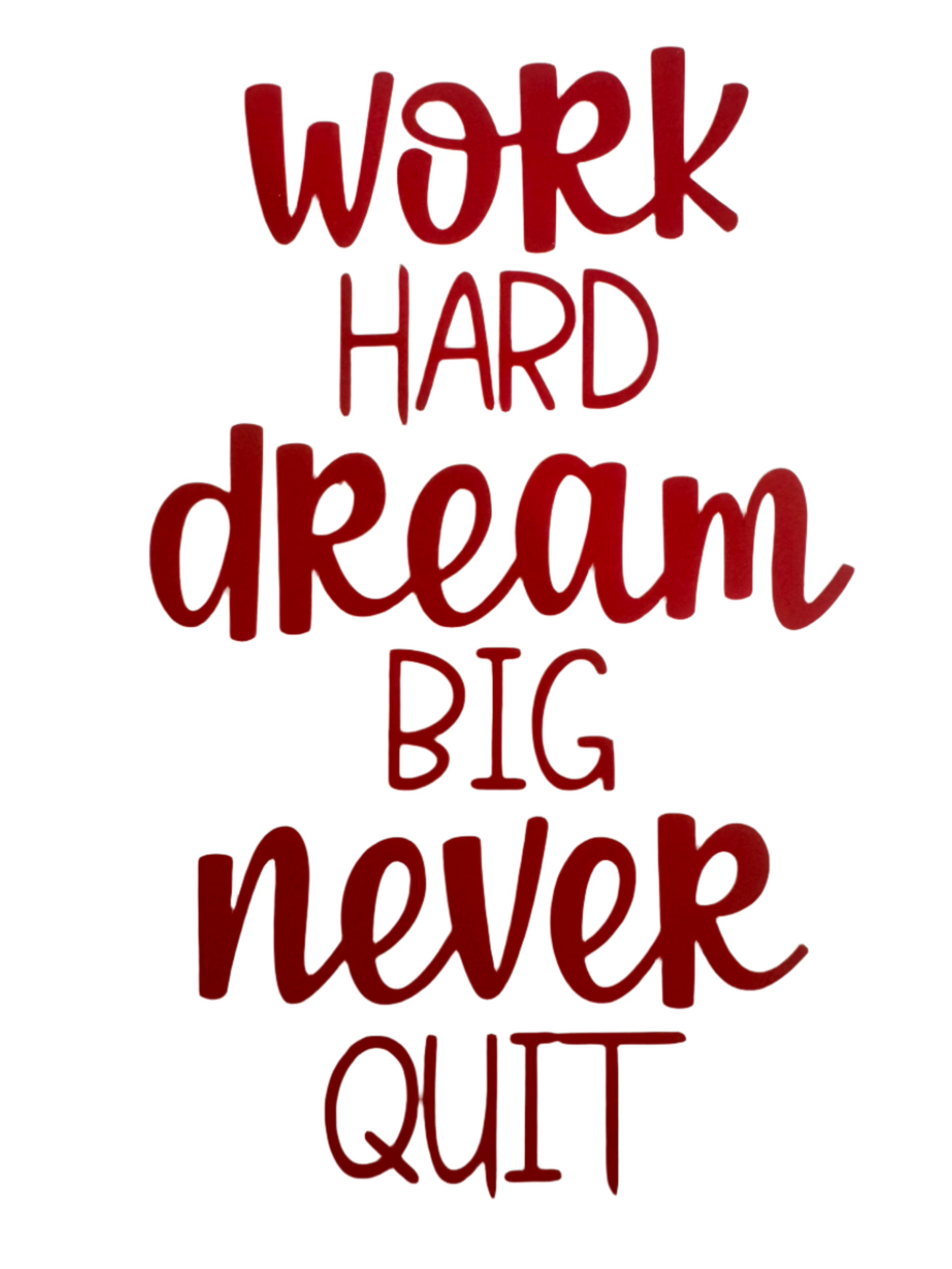 Work hard, dream big, never quit