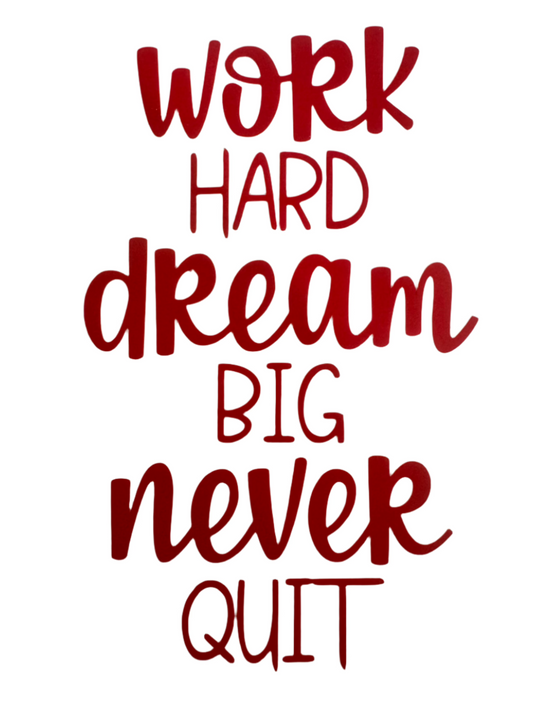 Work hard, dream big, never quit